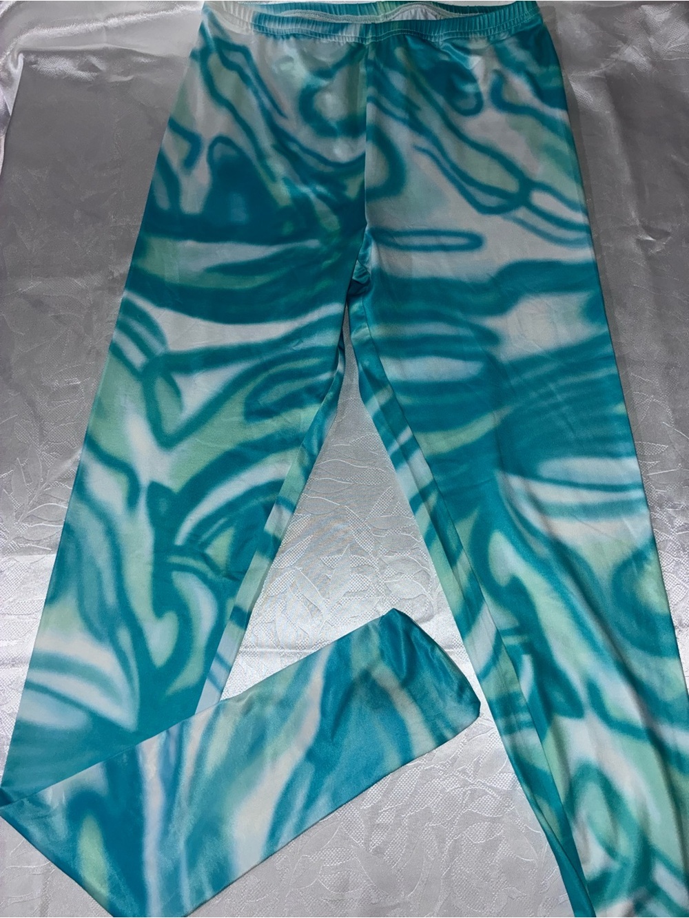 Teal Swirl Footed Leggings size m